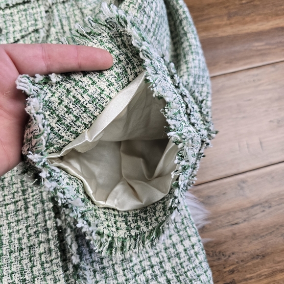 Chico's Green Metallic Fringe Tweed Jacket  Size 3 (16) - Picture 15 of 16